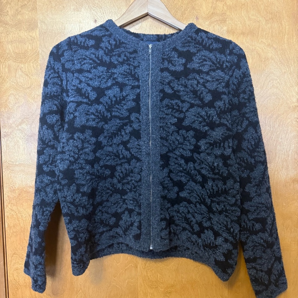 VTG Straton Iternational Leaf Patterned Wool Blend Sweater Full Zip *MED-LRG